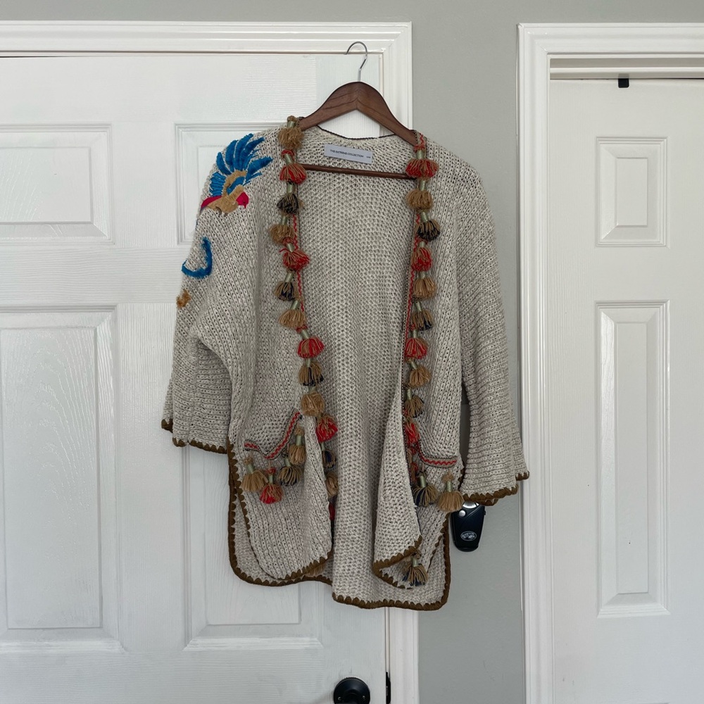 Embroidered Beige Sweater with Tassels from the Extreme Collection